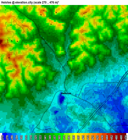 Helotes elevation map