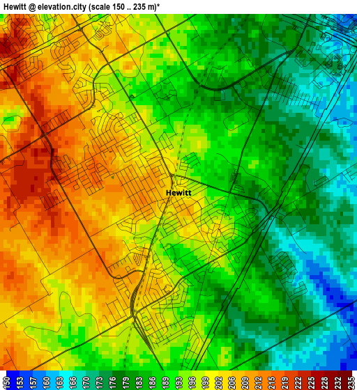 Hewitt elevation map