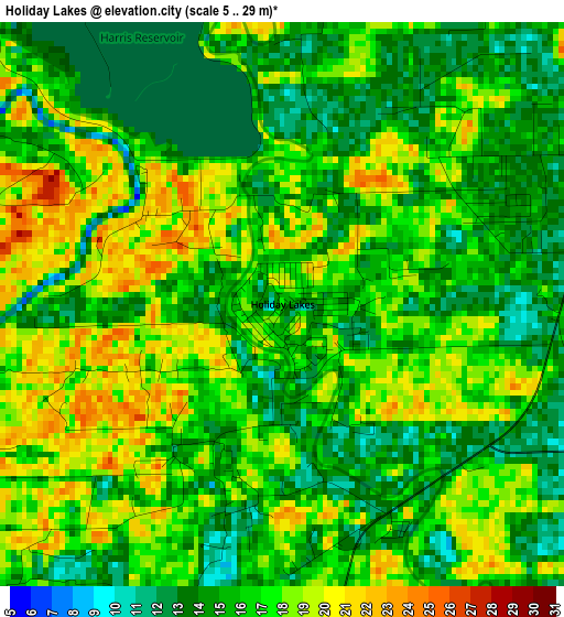 Holiday Lakes elevation map