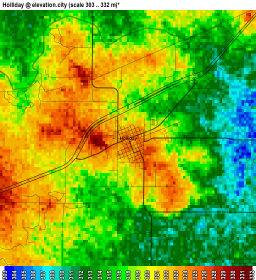 Holliday elevation map