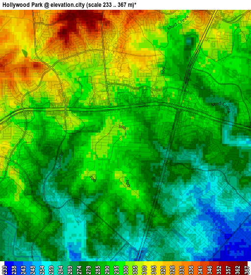 Hollywood Park elevation map