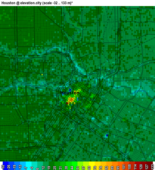 Houston elevation map