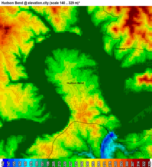 Hudson Bend elevation map