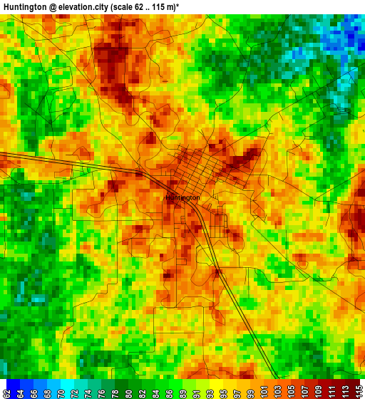 Huntington elevation map