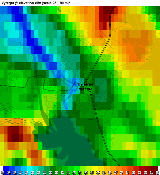 Vytegra elevation map