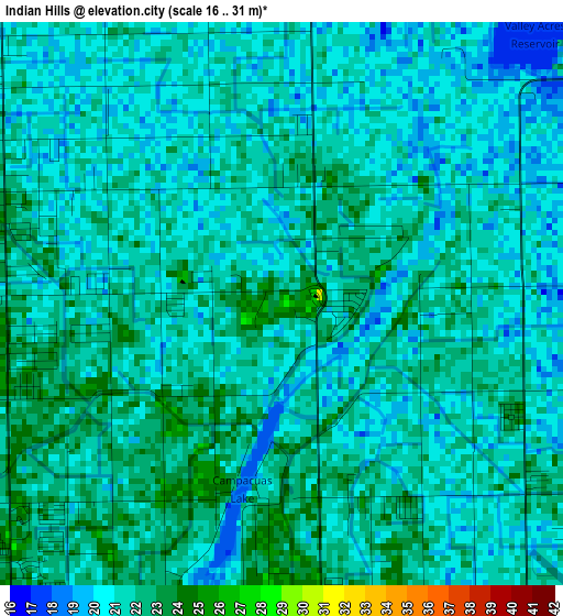 Indian Hills elevation map