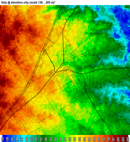 Italy elevation map