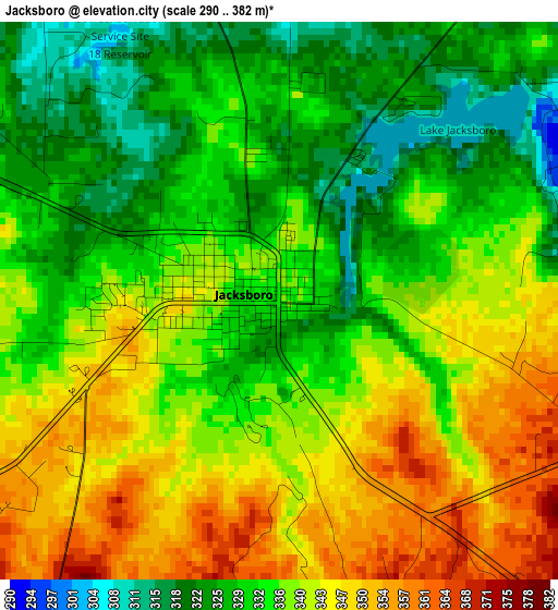 Jacksboro elevation map