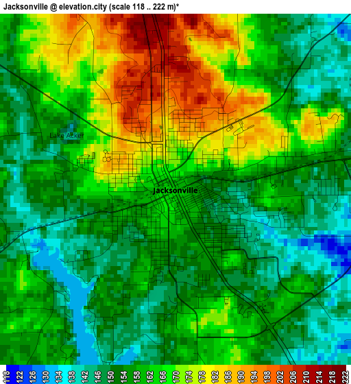 Jacksonville elevation map