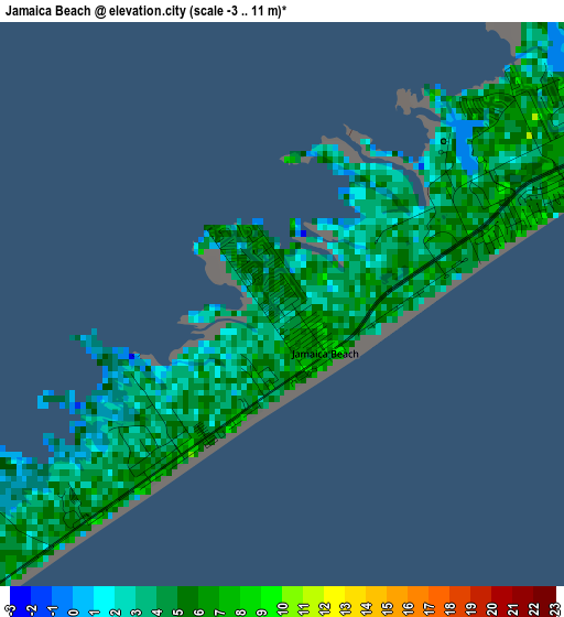 Jamaica Beach elevation map