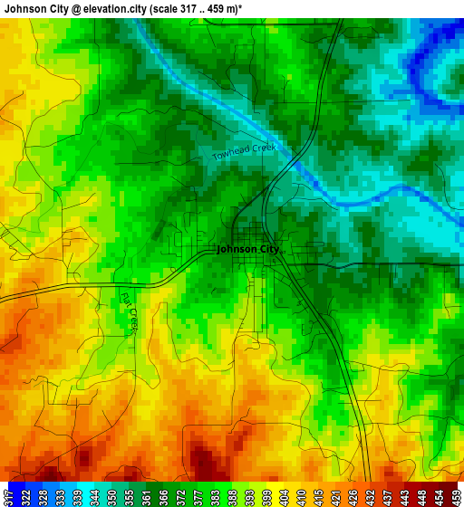 Johnson City elevation map