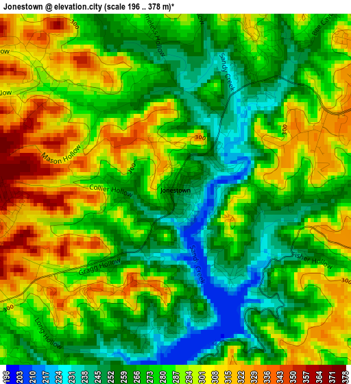 Jonestown elevation map