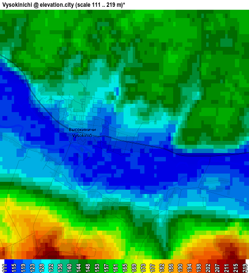 Vysokinichi elevation map