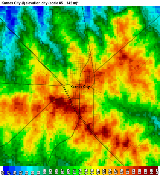 Karnes City elevation map