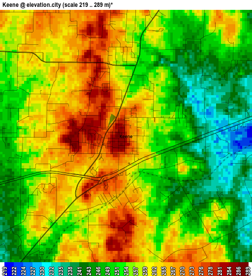 Keene elevation map