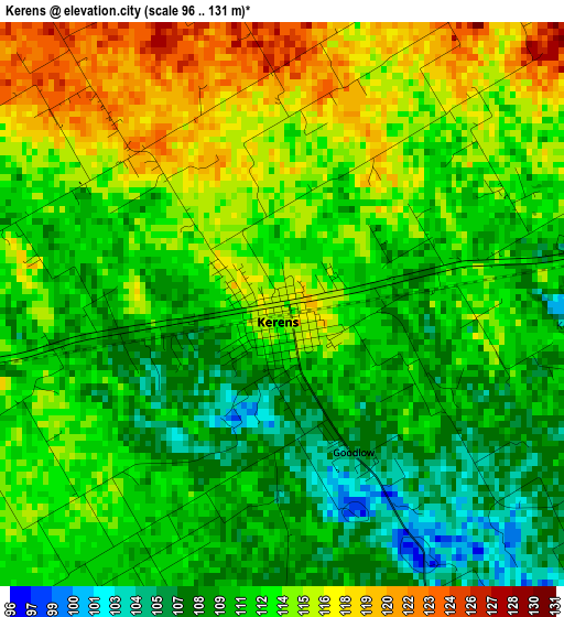 Kerens elevation map