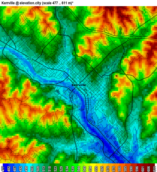 Kerrville elevation map