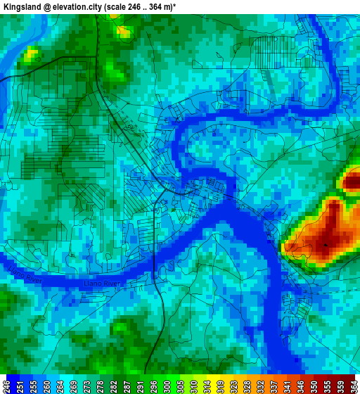 Kingsland elevation map