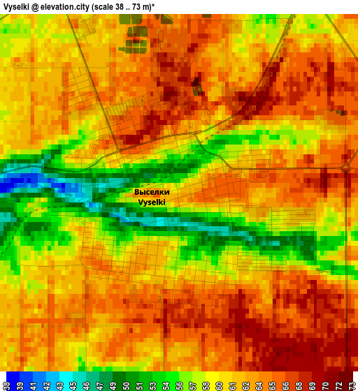 Vyselki elevation map