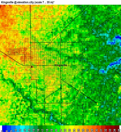 Kingsville elevation map