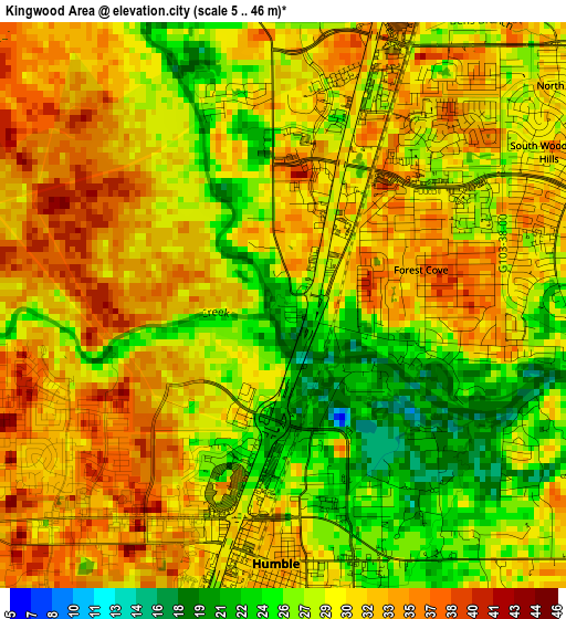 Kingwood Area elevation map