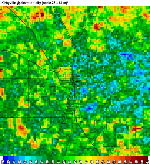 Kirbyville elevation map