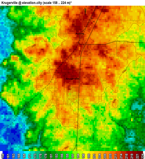 Krugerville elevation map