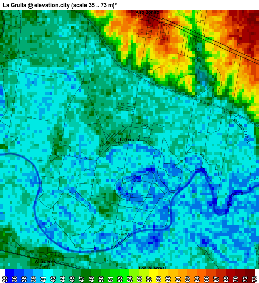 La Grulla elevation map