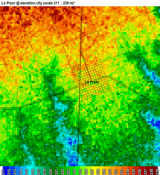 La Pryor elevation map