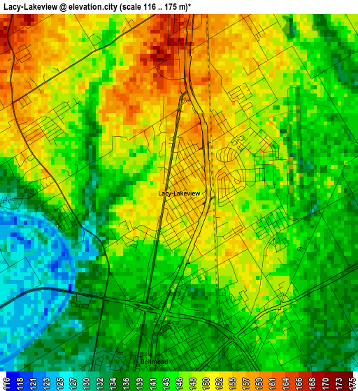 Lacy-Lakeview elevation map