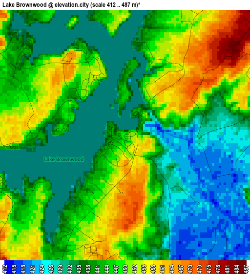 Lake Brownwood elevation map