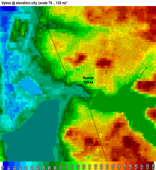 Vyksa elevation map