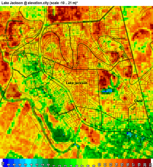 Lake Jackson elevation map