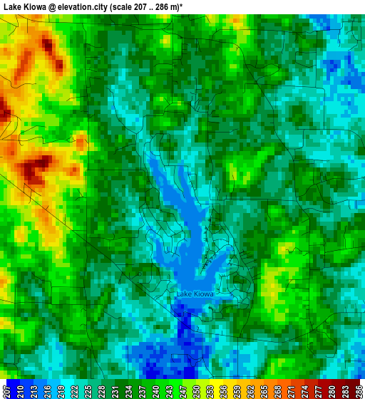 Lake Kiowa elevation map