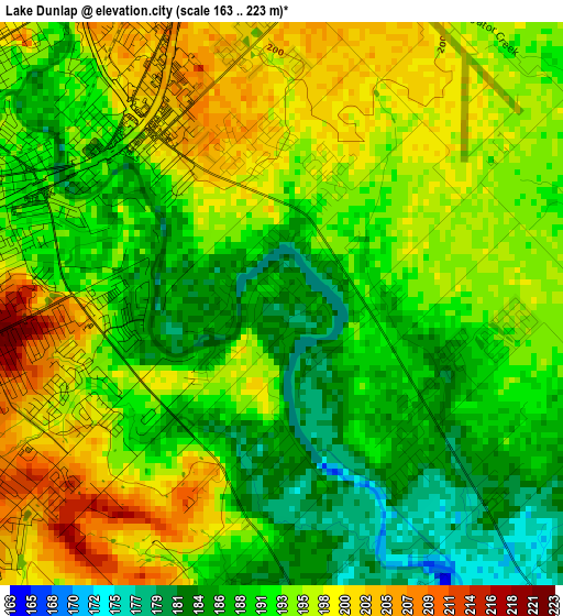 Lake Dunlap elevation map