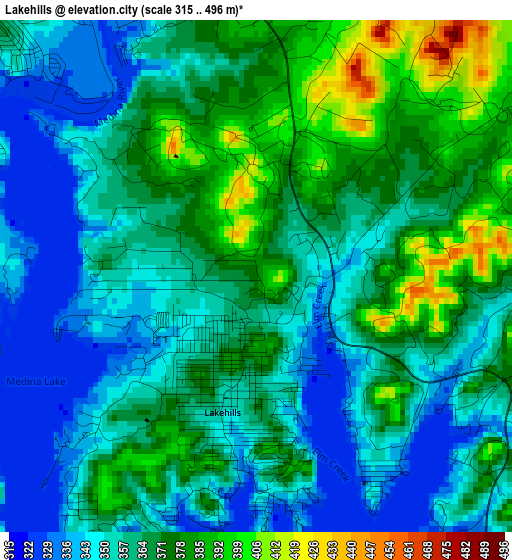 Lakehills elevation map