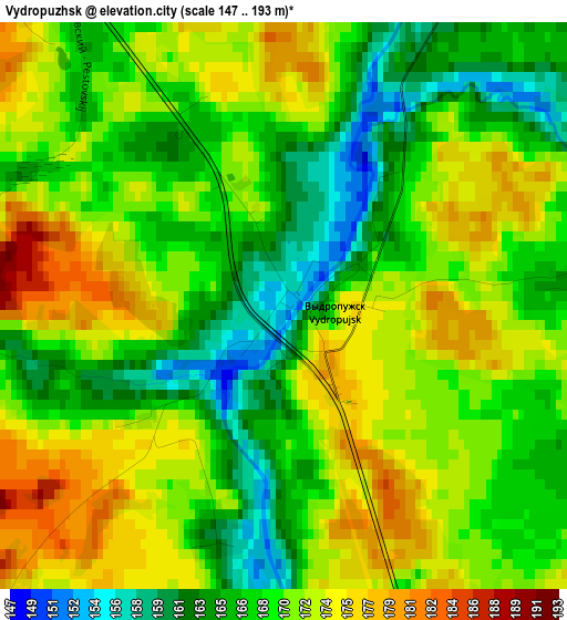 Vydropuzhsk elevation map