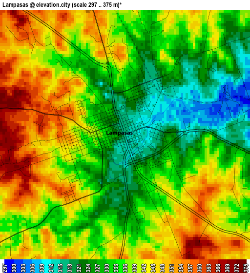 Lampasas elevation map