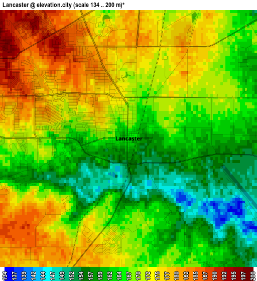 Lancaster elevation map