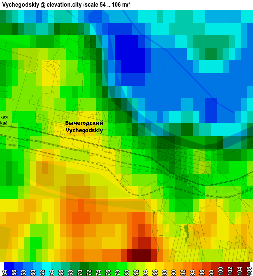 Vychegodskiy elevation map