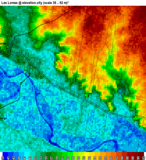 Las Lomas elevation map