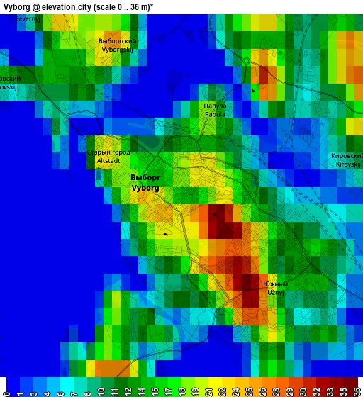 Vyborg elevation map