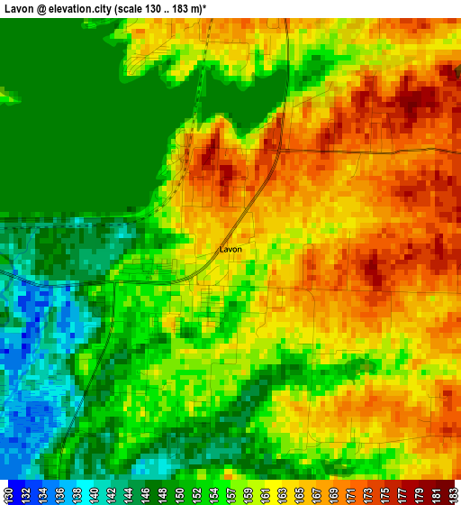 Lavon elevation map