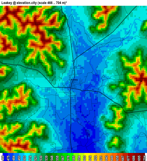 Leakey elevation map