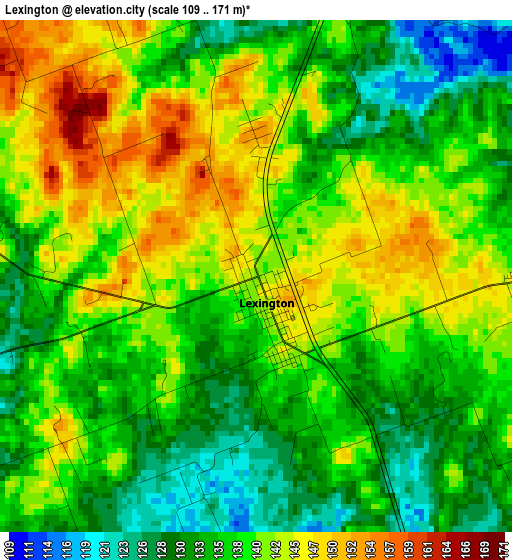 Lexington elevation map