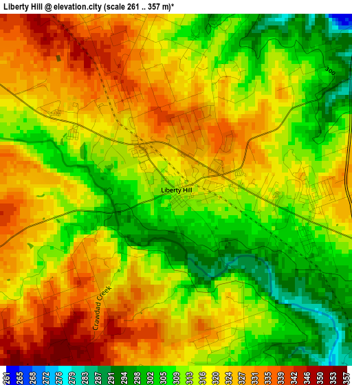 Liberty Hill elevation map