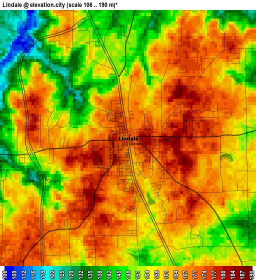 Lindale elevation map