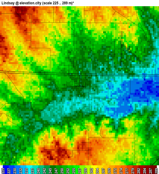 Lindsay elevation map