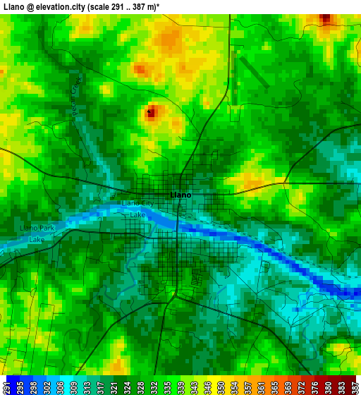 Llano elevation map