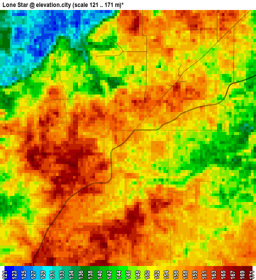 Lone Star elevation map